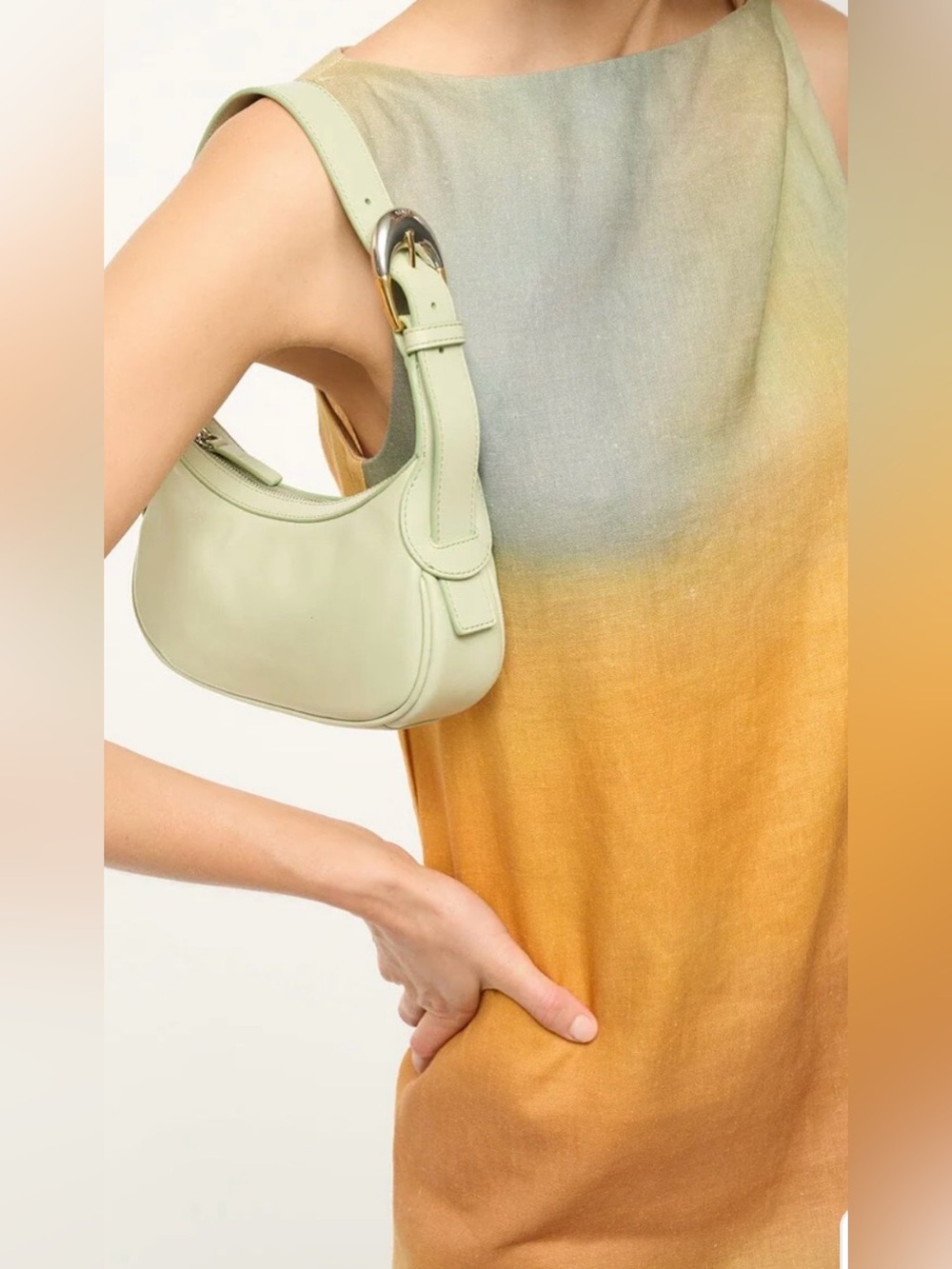 Staud OWEN Bag 100% Cow Leather Pale Jade Original Price $295 - Picture 2 of 6